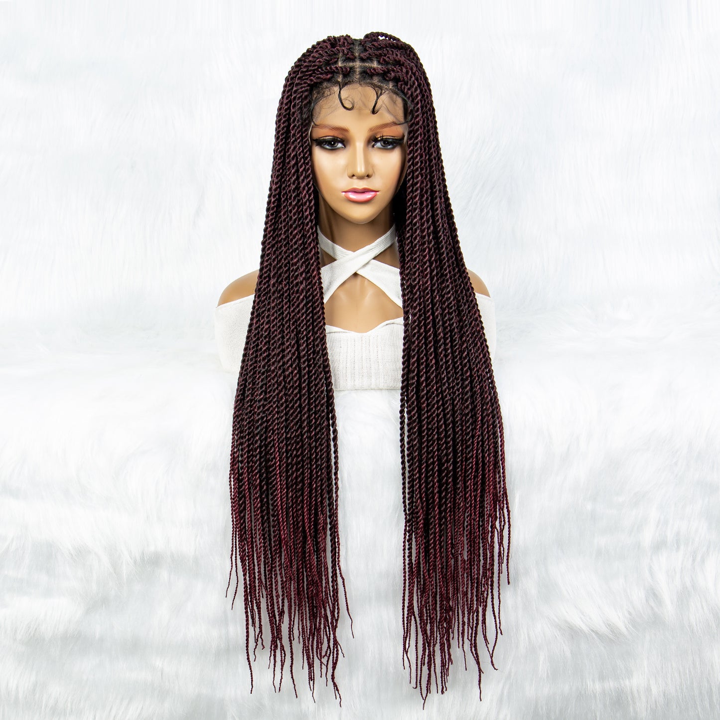 40Inches Full Lace Synthetic Wigs Long Synthetic Braided Wigs Box Braided Wigs Cornrow Wig for Black Women Long Braided Wig Fake Scalp Heat Resistant Fiber Micro Braided Wigs