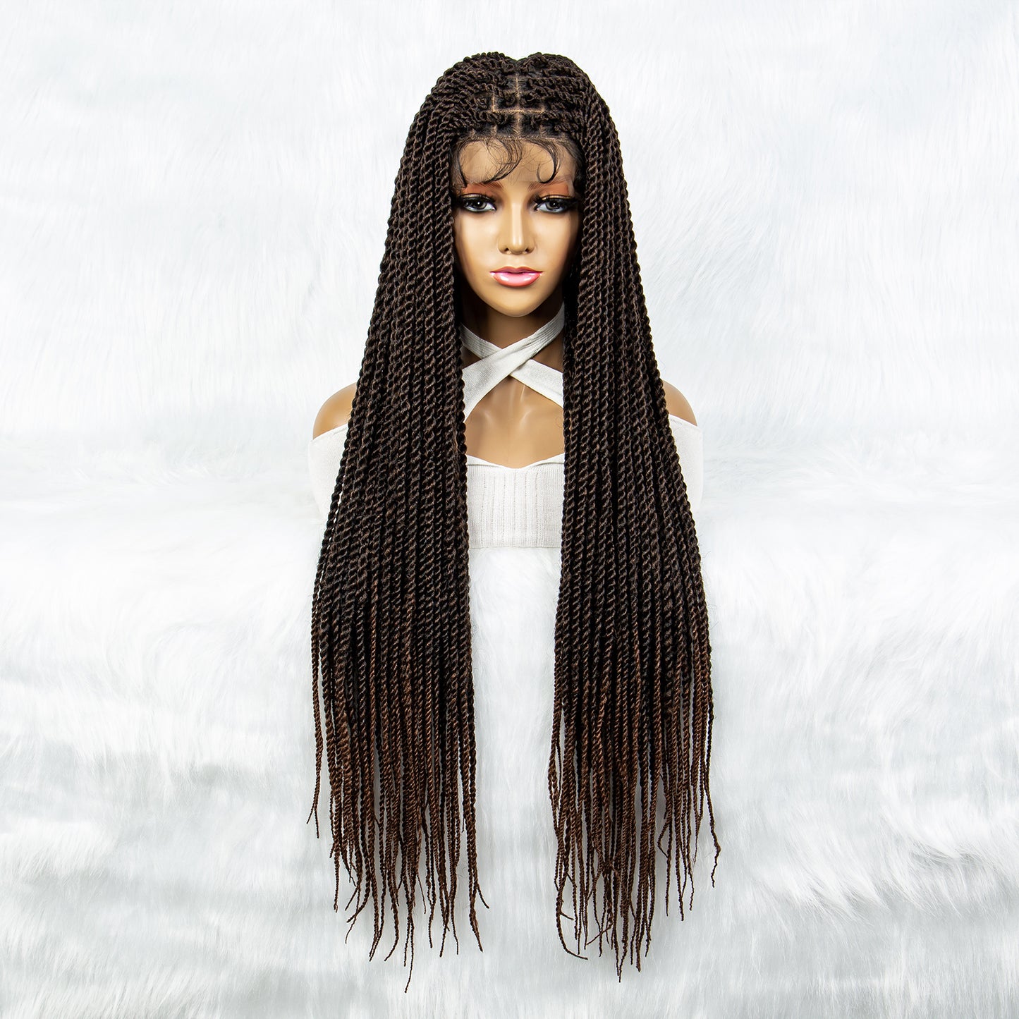 40Inches Full Lace Synthetic Wigs Long Synthetic Braided Wigs Box Braided Wigs Cornrow Wig for Black Women Long Braided Wig Fake Scalp Heat Resistant Fiber Micro Braided Wigs