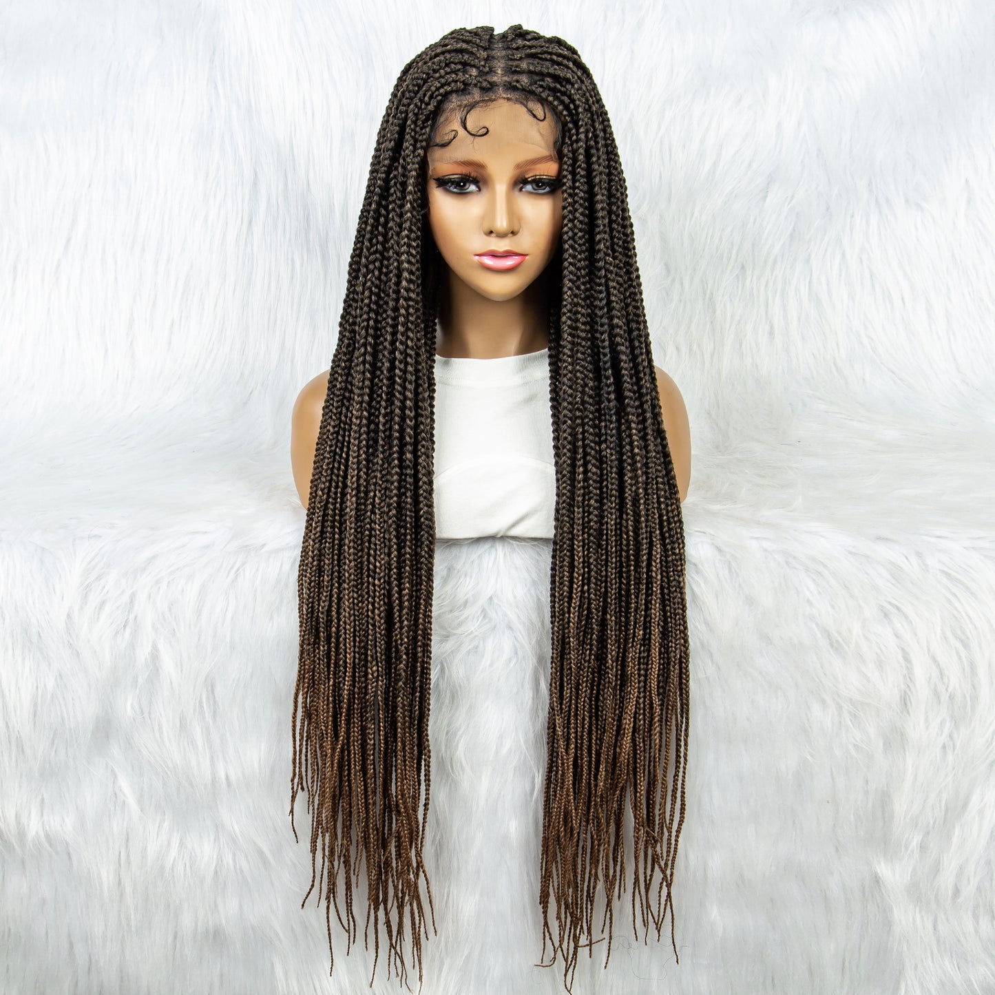 34Inches Long Full Lace Synthetic Knotless Braided Wigs with Baby Hair for Black Women Lace Frontal Cornrow Braiding Wigs Braided Wig for Black Women Daily Use