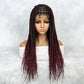 Full Lace Braided Wigs Box Braided Wig with Baby Hair Ombre Red Blue Pink Purple Braided Wig for Black Women