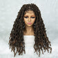 042 Synthetic Full Lace Braided Wig Locs Crochet Natural Braided Hair Artificial Wig Braid Long Curly Black Woman's Wig