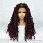 042 Synthetic Full Lace Braided Wig Locs Crochet Natural Braided Hair Artificial Wig Braid Long Curly Black Woman's Wig