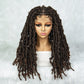 042 Synthetic Full Lace Braided Wig Locs Crochet Natural Braided Hair Artificial Wig Braid Long Curly Black Woman's Wig