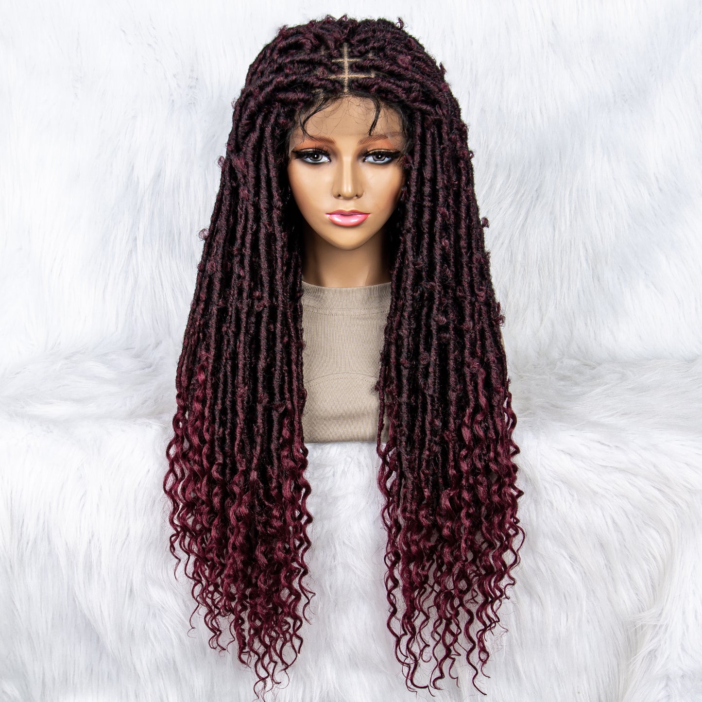 30Inches Long Synthetic Lace Front Wig Curly Ends Braided Wigs for Black Women Knotless Box Wig Braid Braiding Hair Water Wave Wavy Braids Wigs Dreadlocks