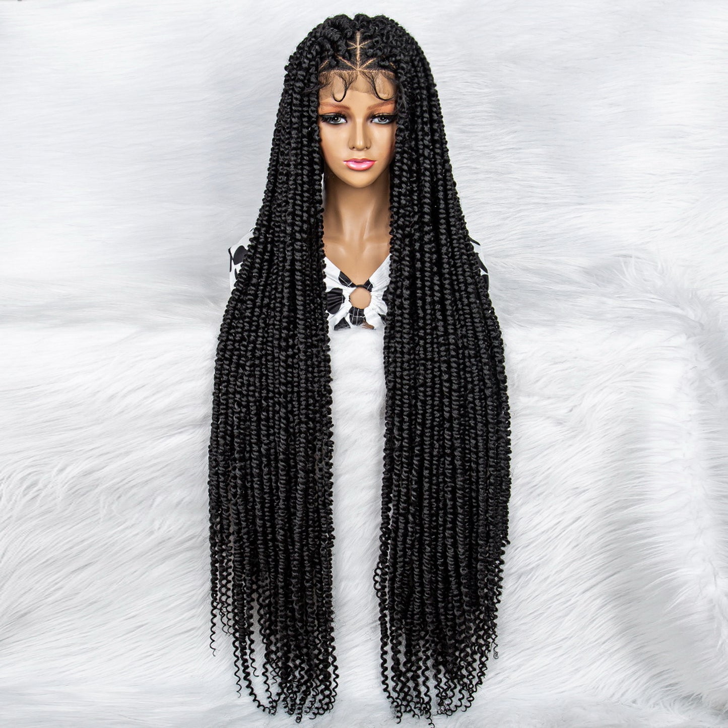 40Inches Lace Front Long Synthetic Braided Wigs with Baby Hair Cornrow Braiding Wig Full Lace Wig for Black Women daily use Micro Braid