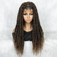 26Inches Deep Curly Synthetic Braided Wigs Full Lace Knotless wig Box Braided Wigs with Baby Hair for Black Women Daily Wear Dreadlock Wigs