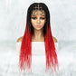 Full Lace Braided Wigs Box Braided Wig with Baby Hair Ombre Red Blue Pink Purple Braided Wig for Black Women