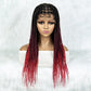 Full Lace Braided Wigs Box Braided Wig with Baby Hair Ombre Red Blue Pink Purple Braided Wig for Black Women