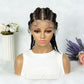 088 Full Lace Cornrow Box Braided Wig 14Inch Synthetic Lace Front Wigs for Africa Women Men Braids Wig with Baby Hair Braiding Wigs