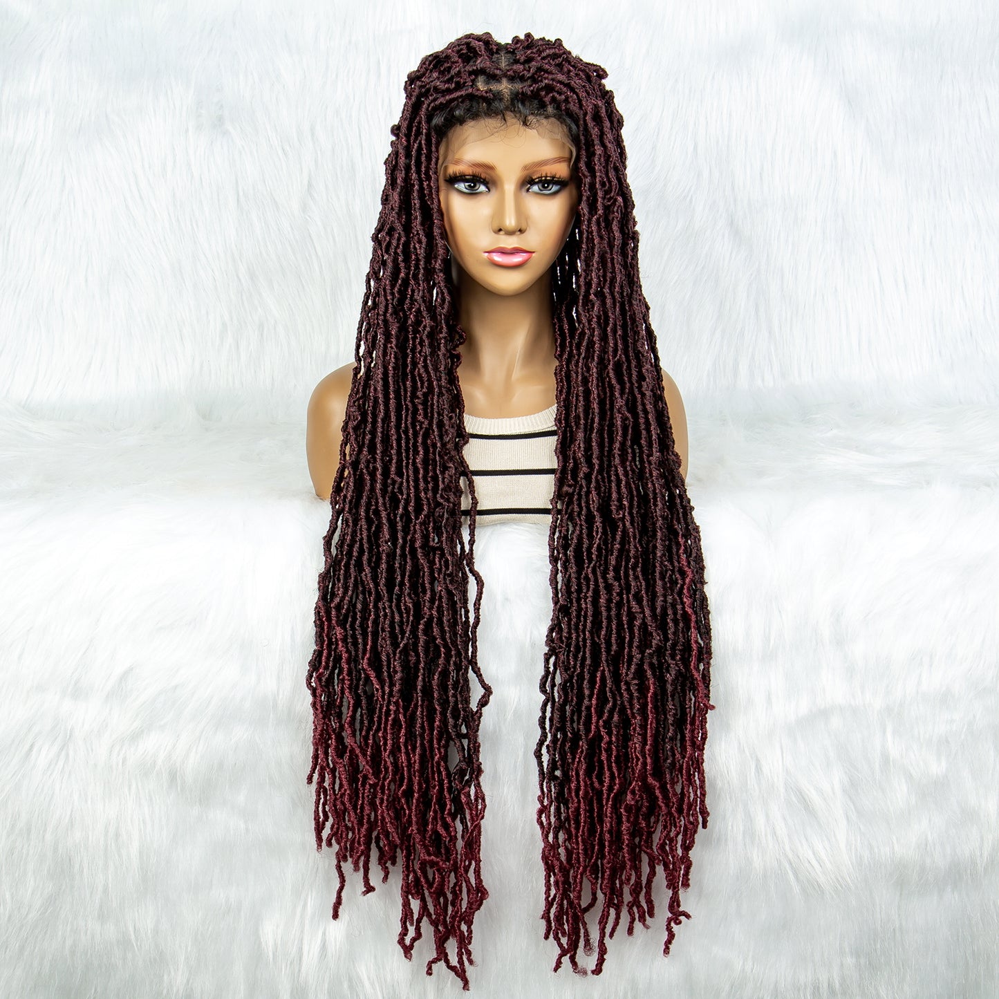 36Inches Twist Braided Wigs Knotless Synthetic Lace Front Wigs Long Straight Hair Wig for Black Women Full Lace Braided Wigs Heat Resistant Braid Braiding Wig African Wig