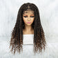 037 Curly Braided Wig Full Lace wig Synthetic Braided Wigs with Baby Hair Ombre Red Brown Wigs Heat Resistant