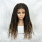 037 Curly Braided Wig Full Lace wig Synthetic Braided Wigs with Baby Hair Ombre Red Brown Wigs Heat Resistant