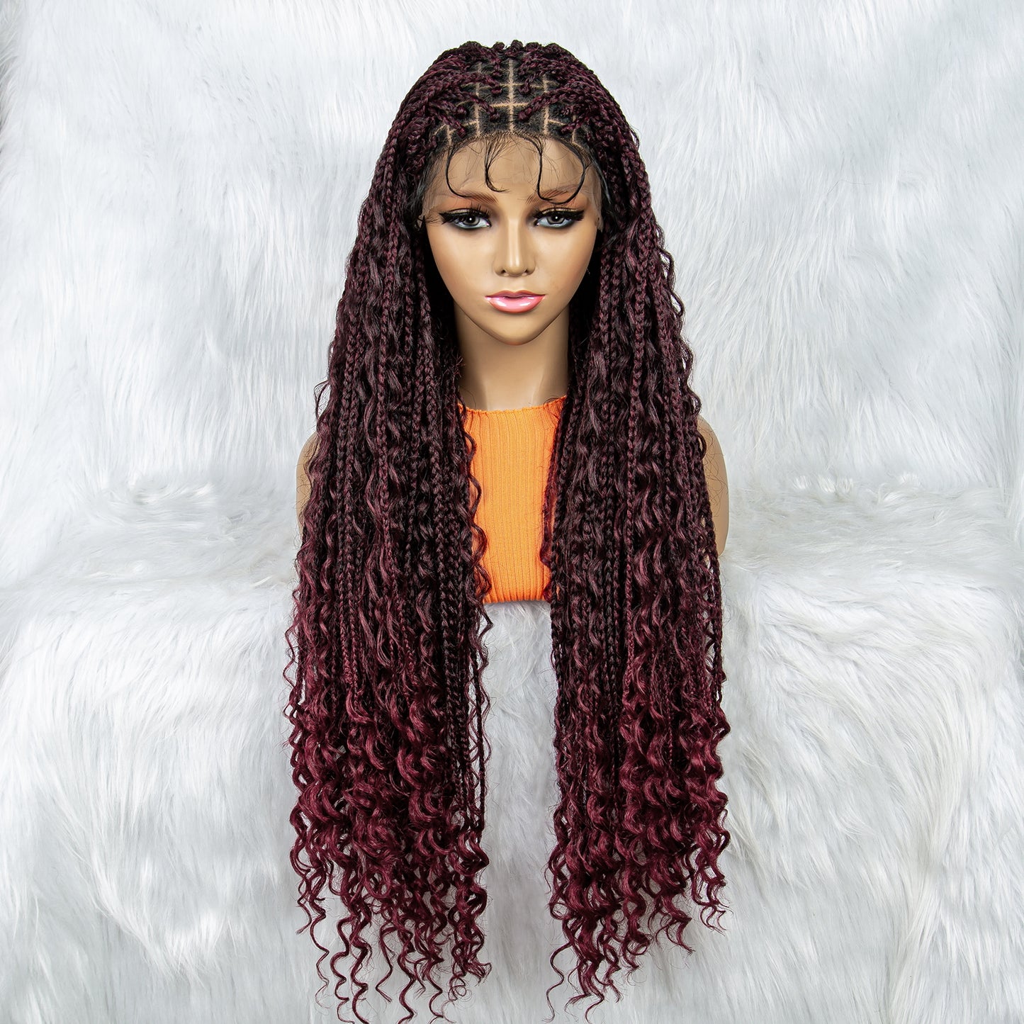 Synthetic Lace Front Wig Braided Wigs Braid African With Baby Hair Braided Lace Front Wigs Water Wave Wigs 32 inches