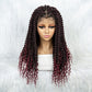 037 Curly Braided Wig Full Lace wig Synthetic Braided Wigs with Baby Hair Ombre Red Brown Wigs Heat Resistant