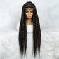 32Inches Long Synthetic Braided Wigs Full Lace Cornrow Braided Wig with Baby Hair Knotless Braided Wig for Black Women Daily Wear