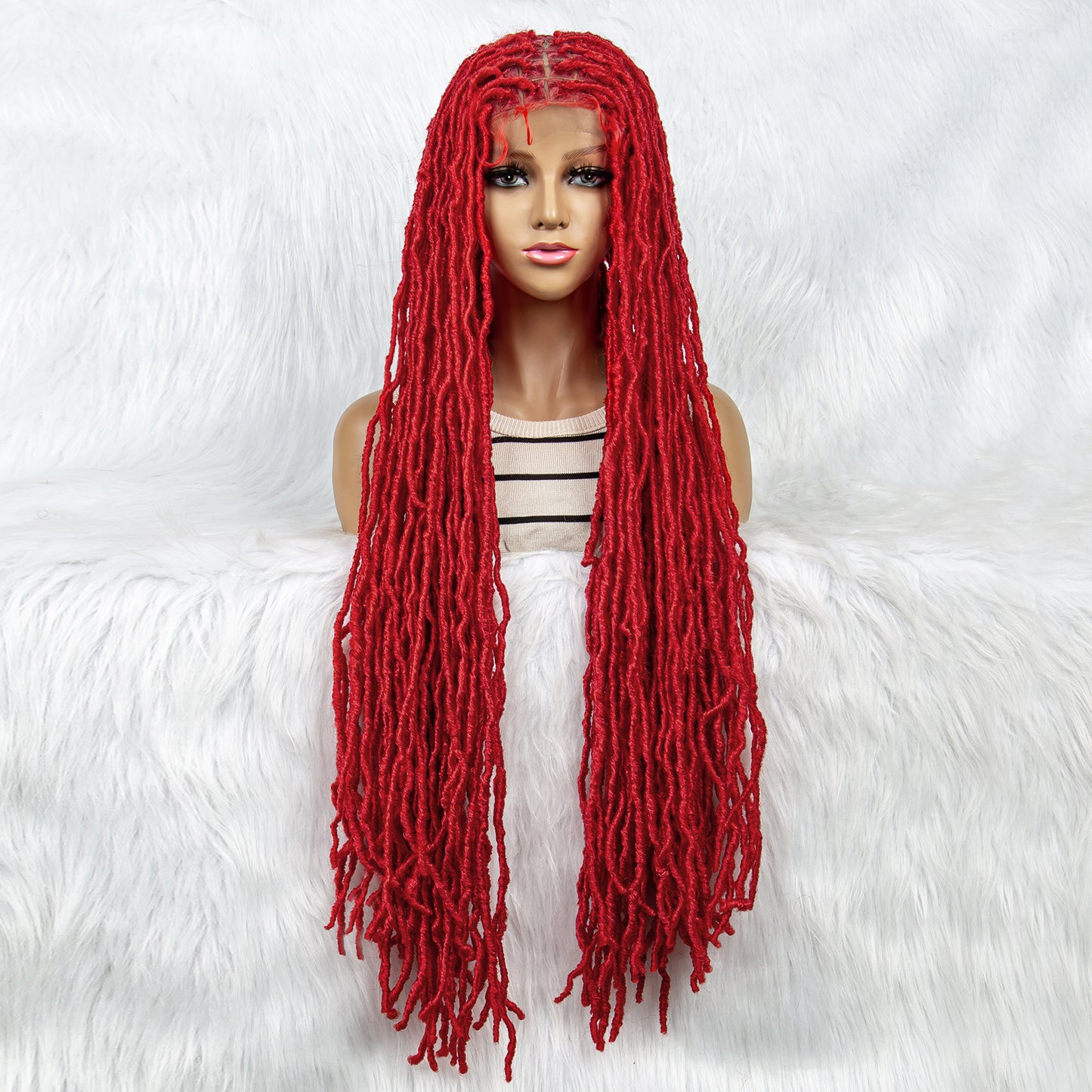 36Inches Twist Braided Wigs Knotless Synthetic Lace Front Wigs Long Straight Hair Wig for Black Women Full Lace Braided Wigs Heat Resistant Braid Braiding Wig African Wig