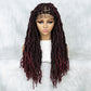 26Inches Ombre Red Box Braided Wigs for Black Women Daily Use Heat Resistant African Synthetic Braiding Hair Wig Dreadlocks