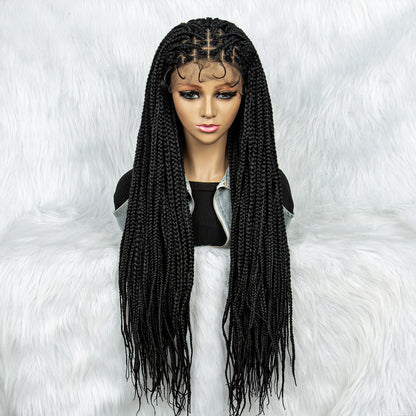 Malaika 36Inches Synthetic Lace Front Wig Braided Wigs African Cornrow Braids wig with Baby Hair Full Lace Wig