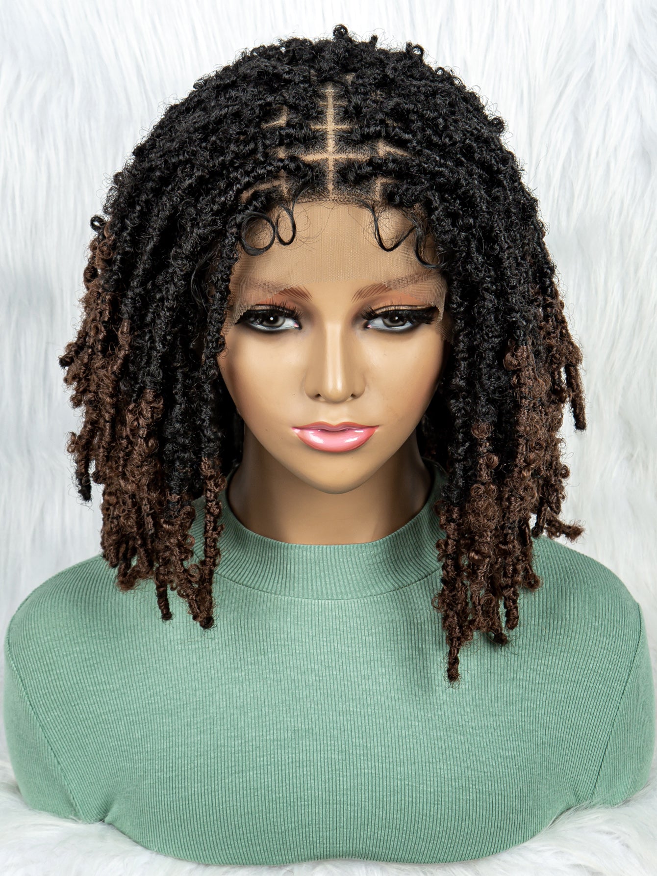 14Inches Dreadlock Wig Synthetic Ombre Color Short Afro Curly Braided Wigs Black Blonde Red Faux Locs Wigs for African Black Women