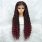 32 Inches Synthetic Lace Front Braided Wig Brown Highlight Box Braid Wigs for Black Women Daily Wear