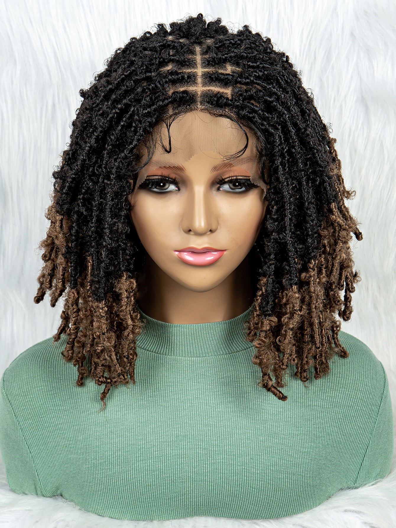 14Inches Dreadlock Wig Synthetic Ombre Color Short Afro Curly Braided Wigs Black Blonde Red Faux Locs Wigs for African Black Women