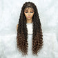 32 Inches Synthetic Lace Front Braided Wig Brown Highlight Box Braid Wigs for Black Women Daily Wear