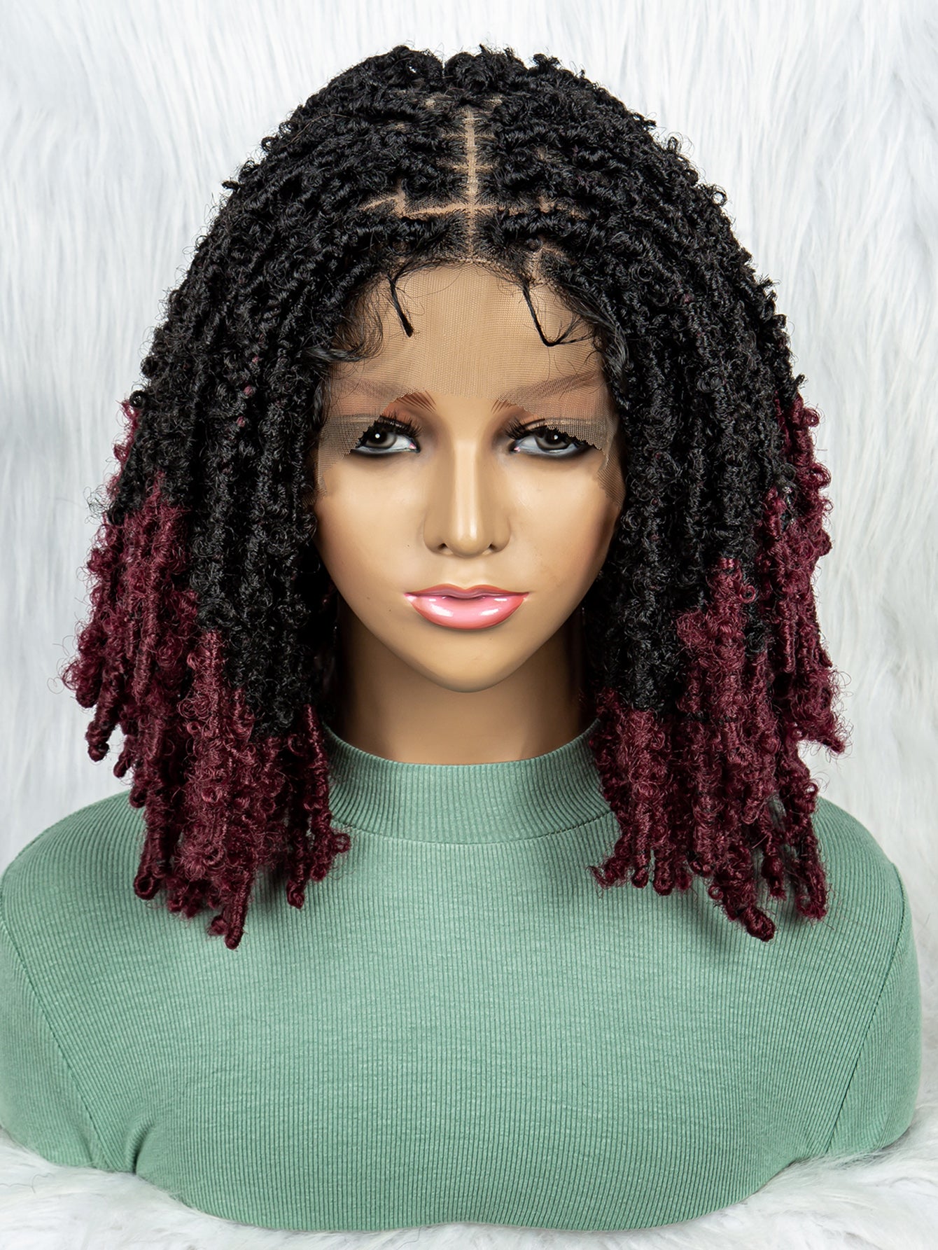 14Inches Dreadlock Wig Synthetic Ombre Color Short Afro Curly Braided Wigs Black Blonde Red Faux Locs Wigs for African Black Women