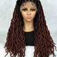 26Inches Lace Front Braided Wigs Synthetic Box Braided Wig Knotless Wig Long Curly Braided Wigs with Baby Hair for African Black Women Daily Use