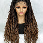 26Inches Lace Front Braided Wigs Synthetic Box Braided Wig Knotless Wig Long Curly Braided Wigs with Baby Hair for African Black Women Daily Use