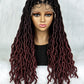 26Inches Lace Front Braided Wigs Synthetic Box Braided Wig Knotless Wig Long Curly Braided Wigs with Baby Hair for African Black Women Daily Use