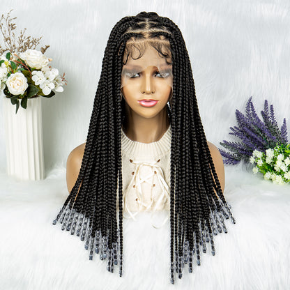 078 20Inches Braided Wigs with Baby Hair #350 Braided Wig Full Lace Box Braids for Black Women African Wig Women's Wig