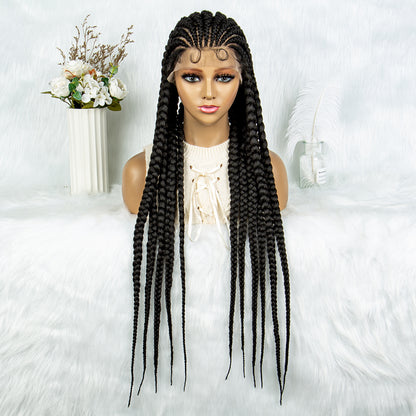 Long Braided Wigs 11 Braids 1B/27 Colored Glueless Cornrow Big Braiding Briaid Synthetic Wig Pre Plucked For Women