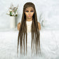 Long Braided Wigs 11 Braids 1B/27 Colored Glueless Cornrow Big Braiding Briaid Synthetic Wig Pre Plucked For Women