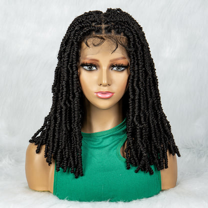 077 Full Lace wig Synthetic Dreadlocks Knotless Braided Wigs  with Baby Hair Lace Frontal Wig for Black Women Medium Bob Locs Crochets Braiding Wigs