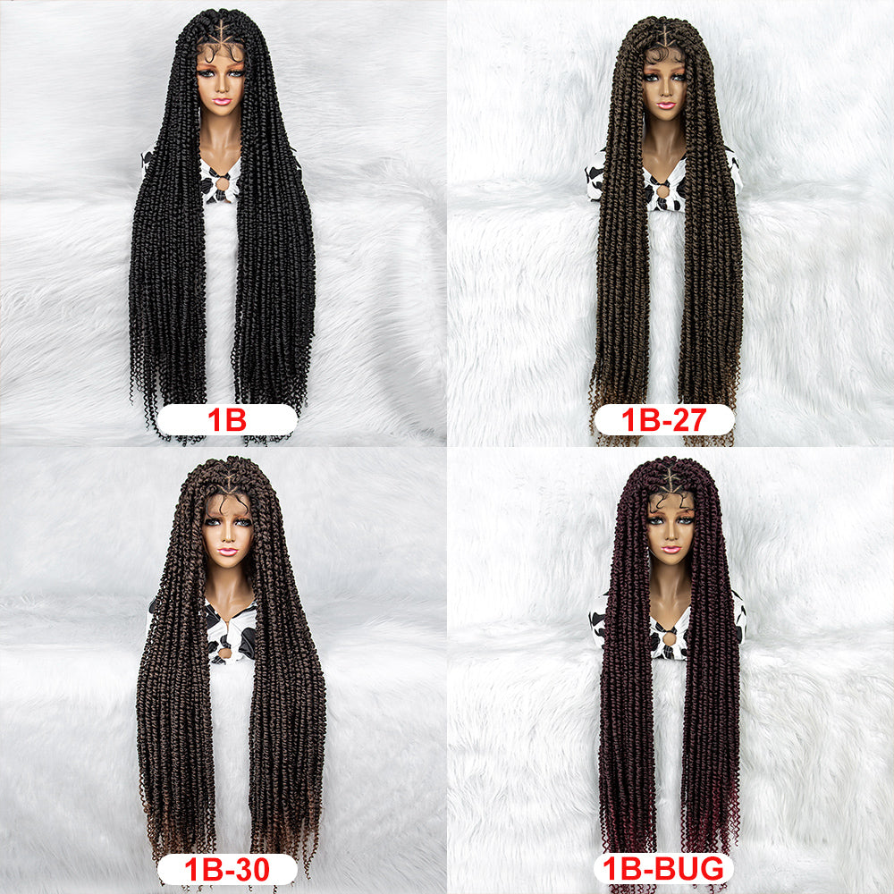 40Inches Lace Front Long Synthetic Braided Wigs with Baby Hair Cornrow Braiding Wig Full Lace Wig for Black Women daily use Micro Braid