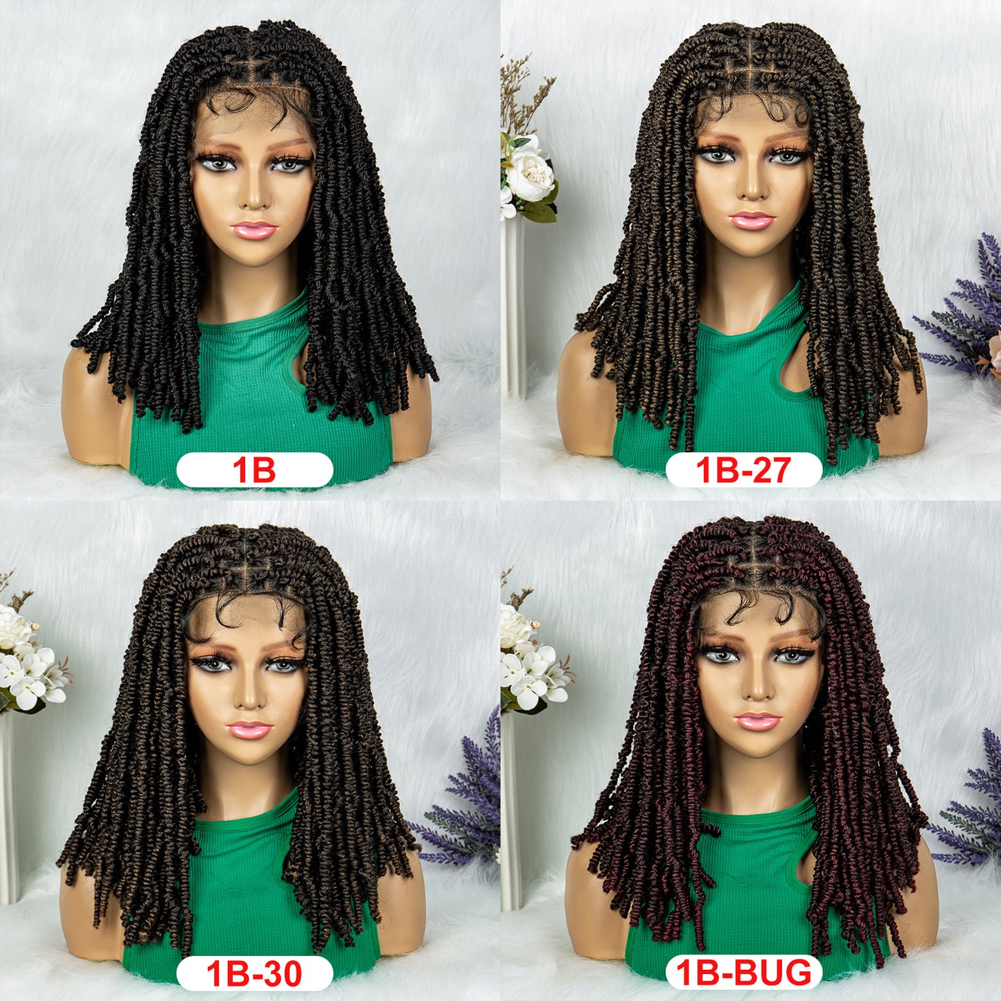 077 Full Lace wig Synthetic Dreadlocks Knotless Braided Wigs  with Baby Hair Lace Frontal Wig for Black Women Medium Bob Locs Crochets Braiding Wigs