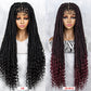 34Inches Curly Ends Wigs Box Braiding Wigs Synthetic Wigs Dreadlocks Braided Wigs Braided Wig for Black Women Daily Use