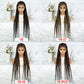 Long Braided Wigs 11 Braids 1B/27 Colored Glueless Cornrow Big Braiding Briaid Synthetic Wig Pre Plucked For Women