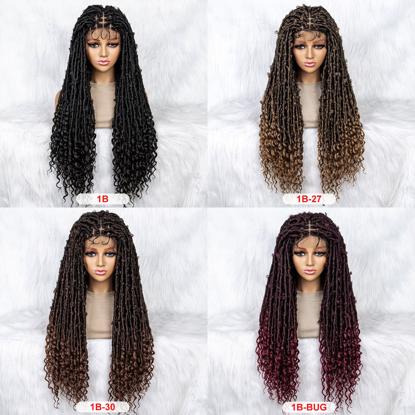 30Inches Long Synthetic Lace Front Wig Curly Ends Braided Wigs for Black Women Knotless Box Wig Braid Braiding Hair Water Wave Wavy Braids Wigs Dreadlocks