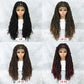 26Inches Ombre Red Box Braided Wigs for Black Women Daily Use Heat Resistant African Synthetic Braiding Hair Wig Dreadlocks