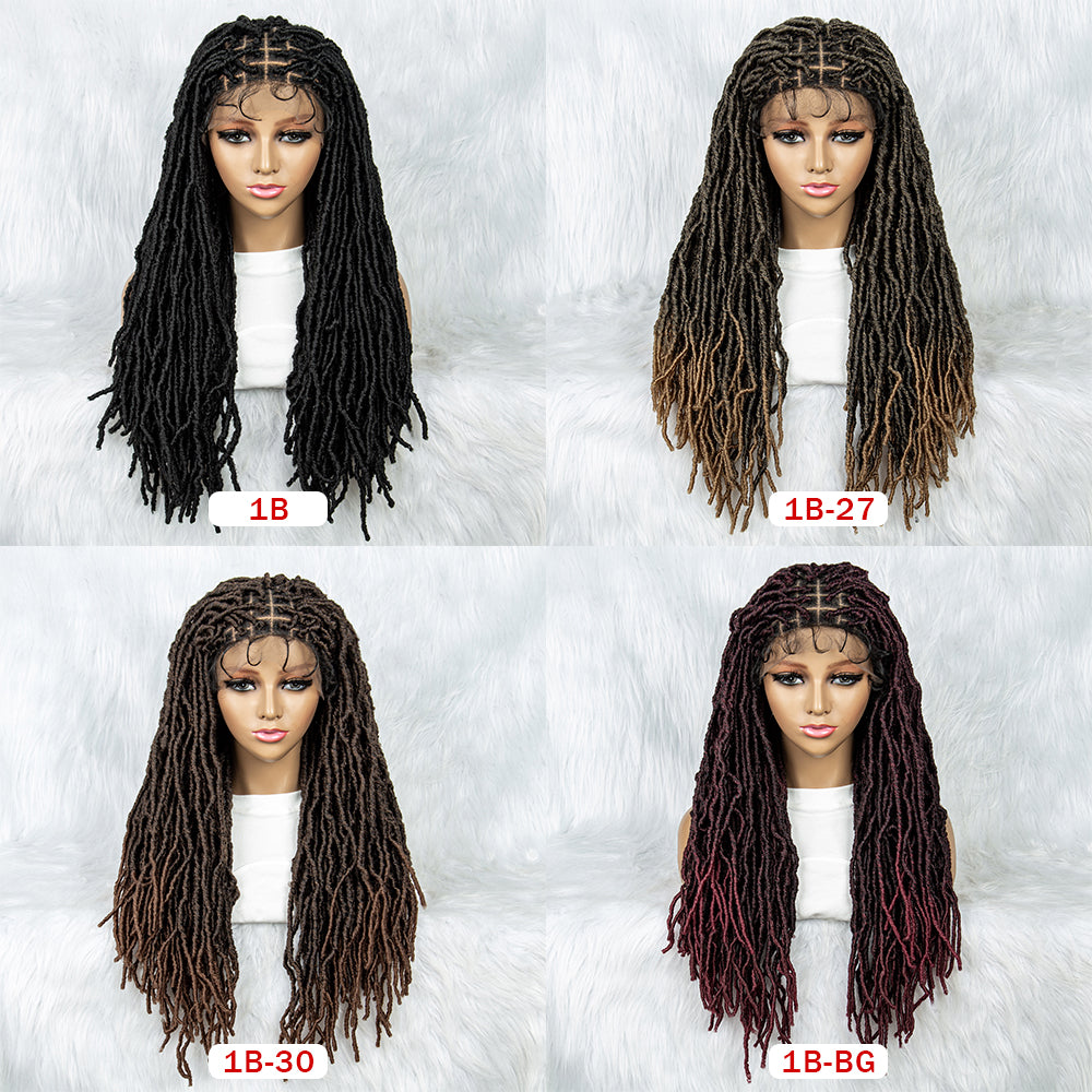 26Inches Ombre Red Box Braided Wigs for Black Women Daily Use Heat Resistant African Synthetic Braiding Hair Wig Dreadlocks