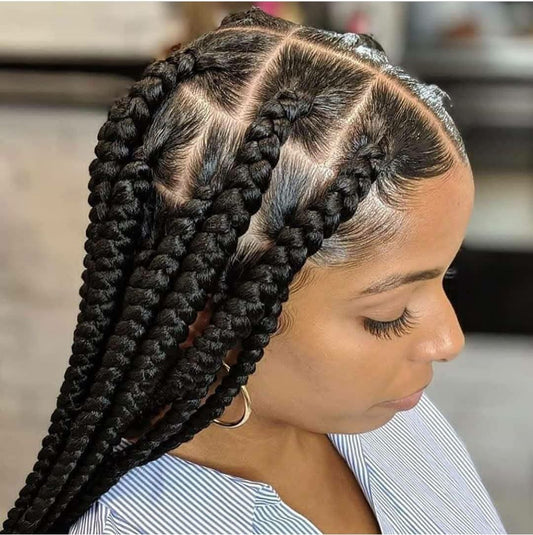 $79  11572#  large knotless braids Big BOX Braided Wigs for Black Women Full Lace  Wig With Baby Hair