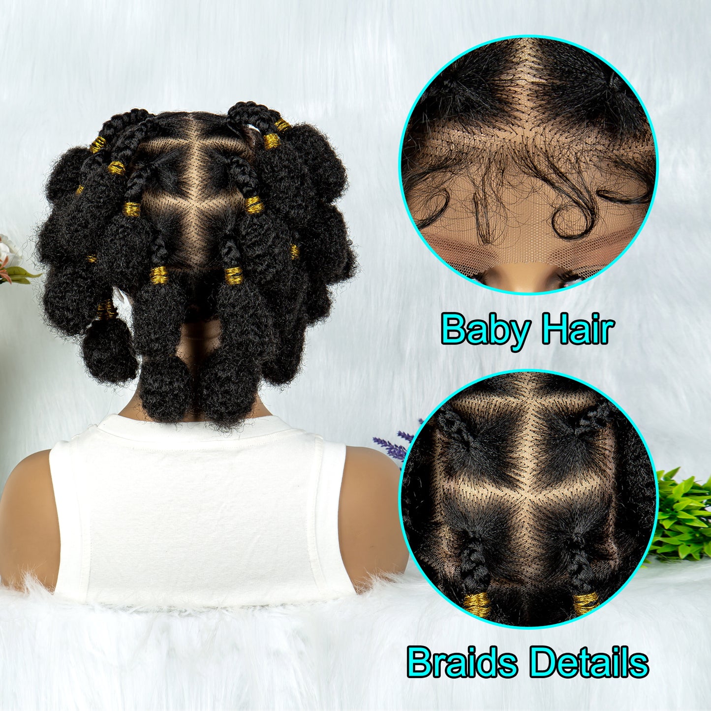 073 New Style Bantu Knot Braided Wigs Synthetic HD Full Lace Wig For Black Women Afrian Braid Braiding Hair Knotless Box Braids Wigs