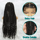 050 Synthetic Full Lace Braided Wigs with Curly Ends for Black Women Lace Frontal Knotless Box Braiding Hair Wig Cornrow Braids Wigs