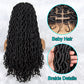 26Inches Lace Front Braided Wigs Synthetic Box Braided Wig Knotless Wig Long Curly Braided Wigs with Baby Hair for African Black Women Daily Use