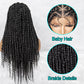 26Inches Deep Curly Synthetic Braided Wigs Full Lace Knotless wig Box Braided Wigs with Baby Hair for Black Women Daily Wear Dreadlock Wigs