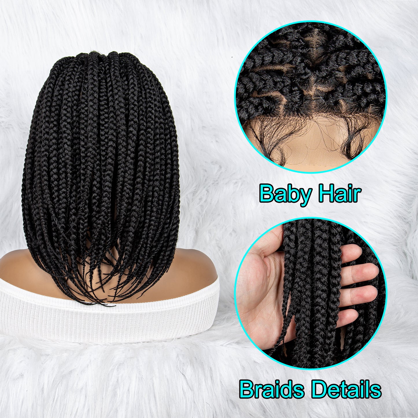 Braided Wigs Knotless Synthetic Lace Front Wigs Straight Hair Wig for Black Women Braided Wigs Heat Resistant