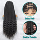 36Inches Curly Synthetic Lace Front Wigs with Baby Hair Long Box Braided Wigs for Black Women Transparent Lace Closure Wig Cronrow Wig Curly Ends