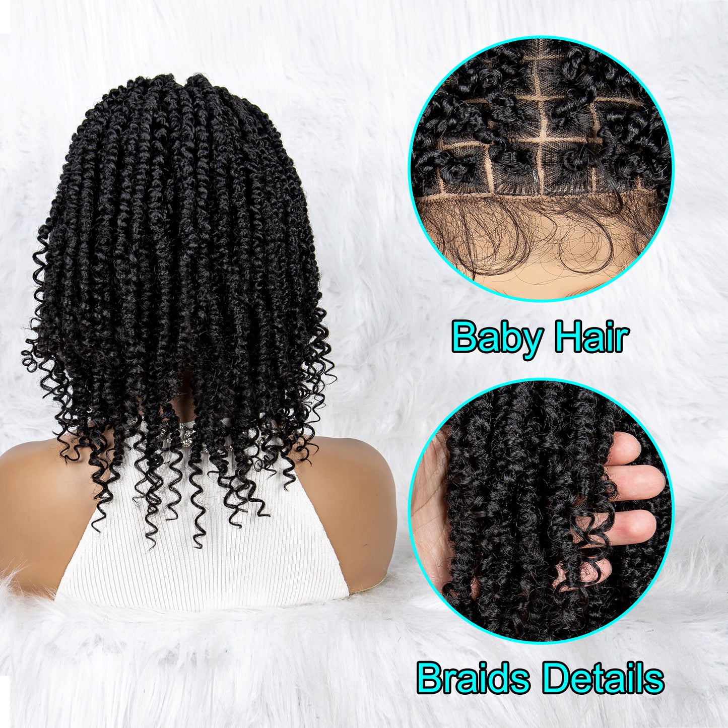 Braided Wigs Knotless Synthetic Lace Front  Full Lace Wigs Medium Length Deep Curly Braided Wigs