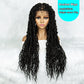 047 Synthetic Full Lace Braided Wigs Goddess Faux Locs Braids Wigs with Curly Ends for Black Women Knotless Box Braiding Hair Wigs